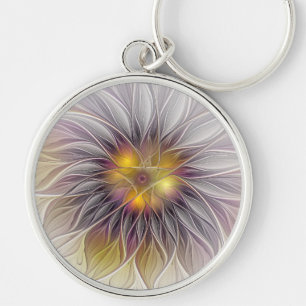 Lumineuze Kleurrijke Bloem, Abstracte Moderne Frac Sleutelhanger