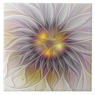 Lumineuze Kleurrijke Bloem, Abstracte Moderne Frac Tegeltje