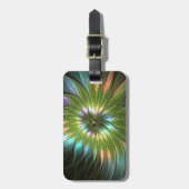 Lumineuze kleurrijke Fantasy Flower Fractal Art Bagagelabel (Voorkant verticaal)