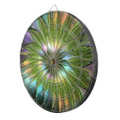 Lumineuze kleurrijke Fantasy Flower Fractal Art Dartbord (Voorkant Rechts)