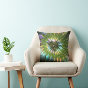 Lumineuze kleurrijke Fantasy Flower Fractal Art Kussen