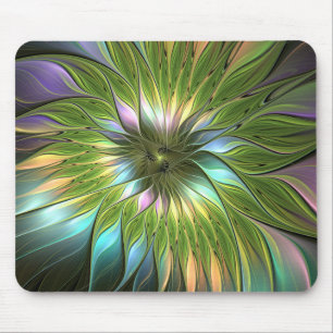 Lumineuze kleurrijke Fantasy Flower Fractal Art Muismat