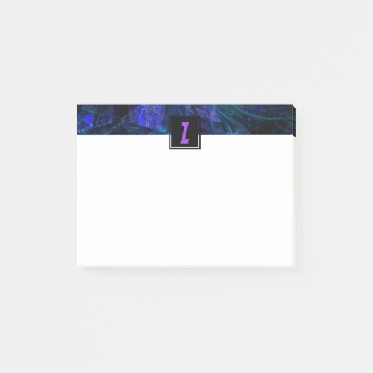 Lumineuze koptekst | Brief Paars monogram Initiaal Post-it® Notes (Voorkant)