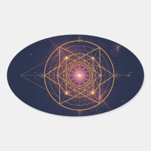 Lumineuze Mandala van Gouden Harmonie Ovale Sticker
