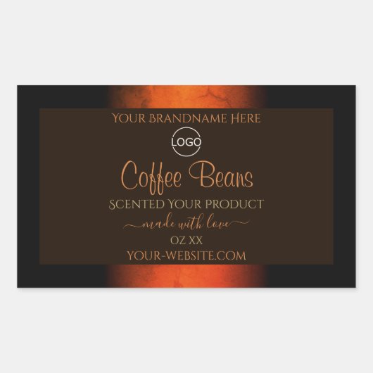 Lumineuze Oranje bruine marmer Product Labels Logo (Voorkant)