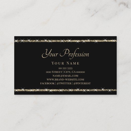 Lumineuze sterren Gold Glitter Sparkle Glamor Blin Visitekaartje (Achterkant)