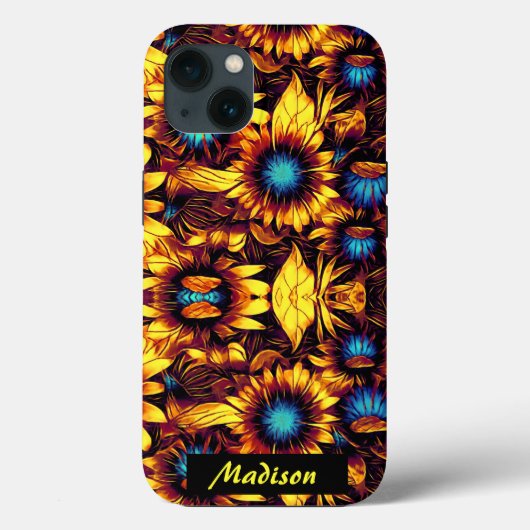 Lumineuze zonnebloemen Hoesje-Mate iPhone Case (Achterkant)
