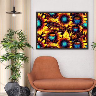 Lumineuze zonnebloemen poster