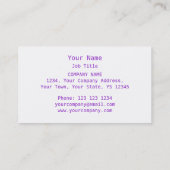 Luminosité du coeur violet carte de visite blanc (Dos)