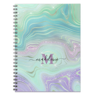 Luminous Aqua Crystal Marble Iridescent Agate Notitieboek
