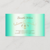 Luminous Blauwgroen Gold Corner Border Ornamental Visitekaartje (Achterkant)