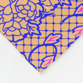 Luminous Blue net met bloemen 02b LOrange BG Fleece Deken (Hoek)