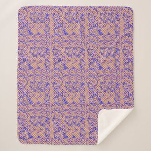 Luminous Blue net met bloemen 02b LOrange BG Sherpa Deken