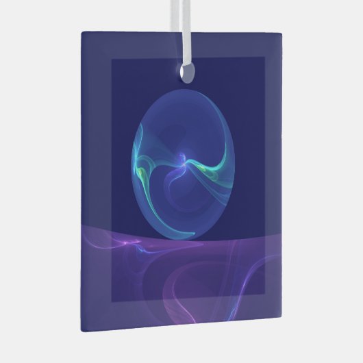 Luminous Blue Paars Dream Abstracte Fractal Art Glas Ornament (Voorkant Rechts)