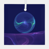 Luminous Blue Paars Dream Abstracte Fractal Art Glas Ornament (Achterkant)