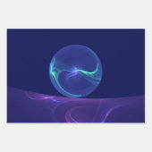 Luminous Blue Paars Dream Abstracte Fractal Art Inpakpapier Vel (Voorkant 3)