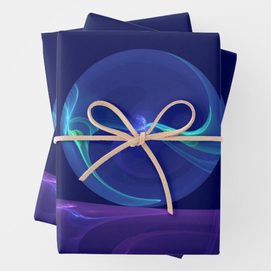 Luminous Blue Paars Dream Abstracte Fractal Art Inpakpapier Vel (In situ)