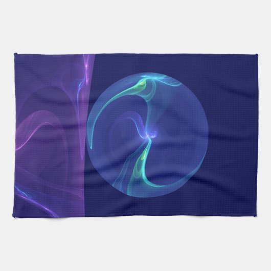 Luminous Blue Paars Dream Abstracte Fractal Art Theedoek (Horizontaal)