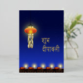 Luminous Diwali Lamp Folie Feestdagenkaart (Staand Voorkant)