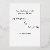 Luminous Diwali Lamp Folie Feestdagenkaart (Achterkant)