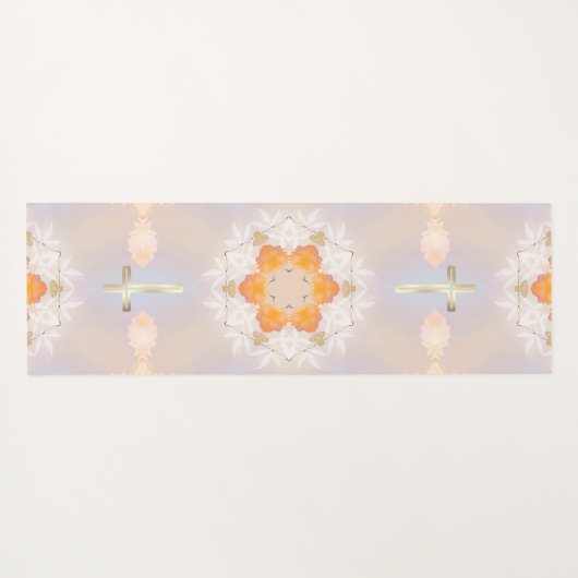 Luminous Gold Heilige Kruis, Oranje Floral Yogamat (Achterkant (horizontaal))