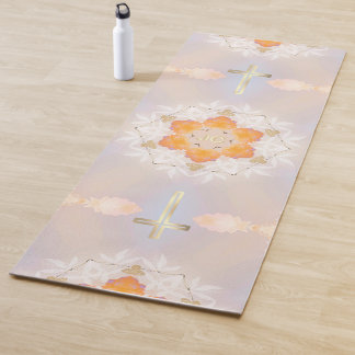 Luminous Gold Heilige Kruis,  Oranje Floral Yogamat
