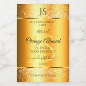 Luminous Gold Oranje Sparkly Glitter met Initialen Voedselcontainer Etiket (Enkel label)