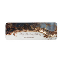 Luminous Gold Vein Mineral Agate Return Address Etiket