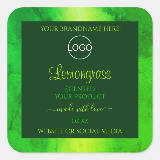 Luminous Green Marble Pattern Product Labels Logo (Voorkant)