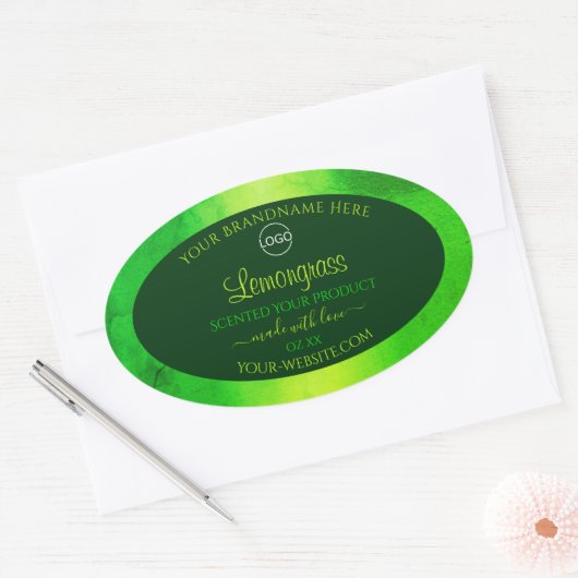 Luminous Green Marble Pattern Product Labels Logo (Envelop)