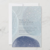 Luminous Ice Blue Silver & Navy Modern Wedding Kaart (Voorkant)