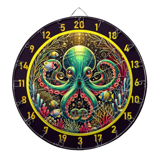 Luminous Lagoon Octopus Dartboard Dartbord (Voorkant)