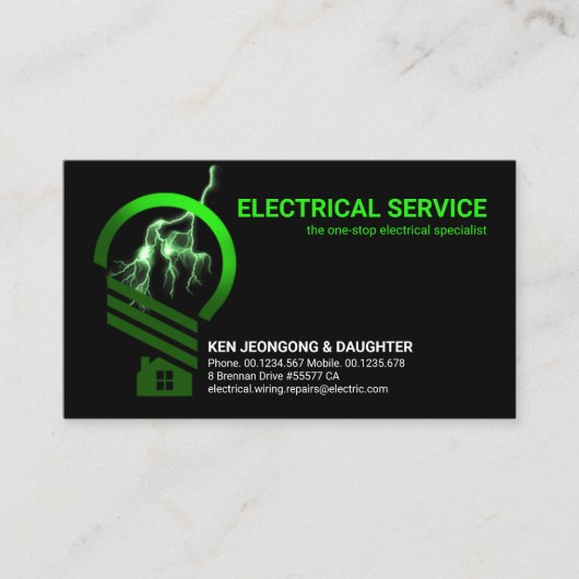 Luminous Lightning Striking Home Bulk Visitekaartje (Voorkant)