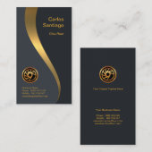 Luminous Luxurous Gold Wave Chauffeur Service Visitekaartje (Voorkant / Achterkant)