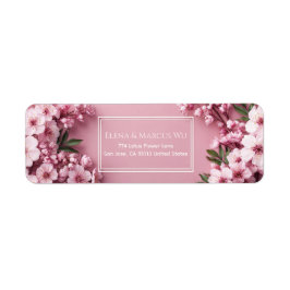 Luminous Pink Cherry Blossom Double Frame Etiket