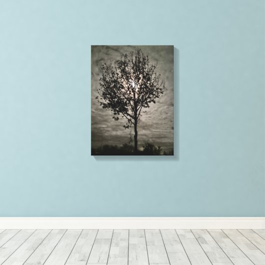 Luminous Silence: A Full Moon Night Canvas Afdruk (Insitu (Houten vloer))