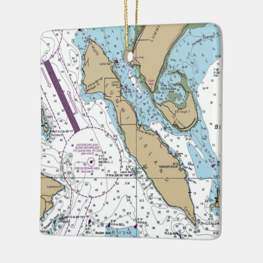 Lummi Island WA Chart Keramisch Ornament (Links)