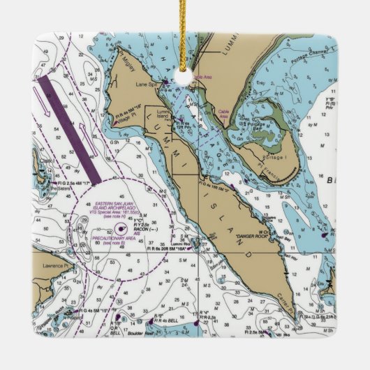 Lummi Island WA Chart Keramisch Ornament (Achterkant)