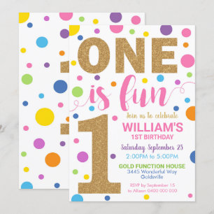 L'un est amusant Anniversaire Invitation Fille 1er