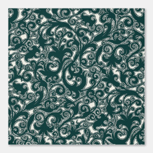 LUNA Dark Teal Botanical Floral Behang