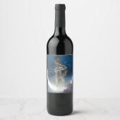 Luna Goddess bij nacht verstrooiende sterren Wijn Etiket (Voorkant)