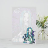 "Luna" Gothic Moon Lilly Fairy Art Stationery Briefpapier (Staand voorkant)