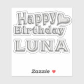 Luna Happy Birthday silver Aufkleber Sticker (Vel)