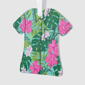 Luna Hibiscus Garden Hawaiian Aloha Shirt- Aqua Ornament (voorkant)