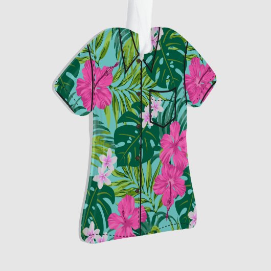 Luna Hibiscus Garden Hawaiian Aloha Shirt- Aqua Ornament (voorkant)
