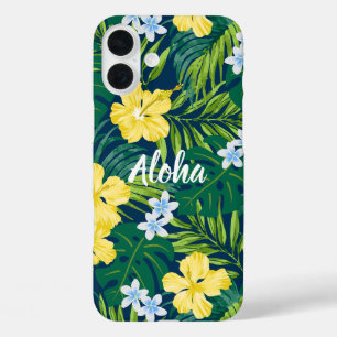 Luna Hibiscus Garden Hawaiian - Geel en marine iPhone 16 Plus Hoesje