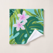Luna Hibiscus Garden Hawaiian - Rose et Turq (Gant de toilette)
