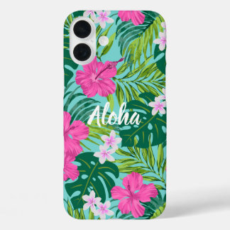 Luna Hibiscus Garden Hawaiian - Roze en Turken iPhone 16 Plus Hoesje