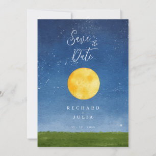 LUNA Invitation Save The Date / Lune aquarelle
