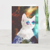 Luna la carte d'anniversaire de chat de l'espace (Devant)